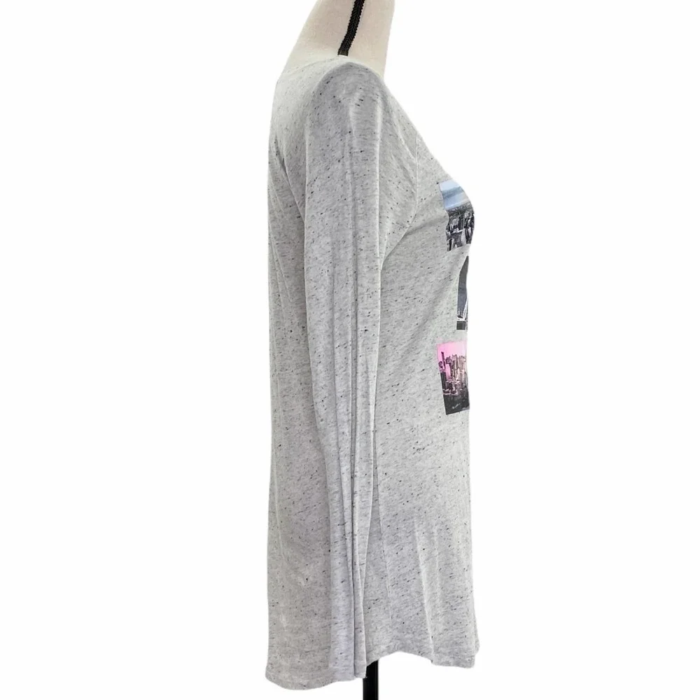 JUSTICE Girl's Gray Inspirational Graphic Long Sleeve High Low T-Shirt